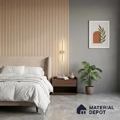 Beige Plain Colour Look PN 06247 9.5 ft x 4.7 inch Charcoal Panel - 12 mm | Suitable for Feature Wall, TV Unit & Living Room | Width is Subjected to 5% Variation
