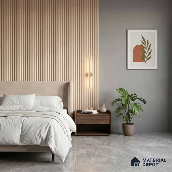 Beige Plain Colour Look PN 06247 9.5 ft x 4.7 inch Charcoal Panel - 12 mm | Suitable for Feature Wall, TV Unit & Living Room | Width is Subjected to 5% Variation