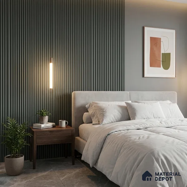 Green Plain Colour Look PN 06254 9.5 ft x 4.7 inch Charcoal Panel - 12 mm | Suitable for Feature Wall, TV Unit & Living Room | Width is Subjected to 5% Variation