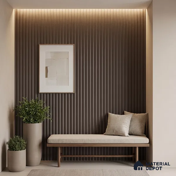 Brown Plain Colour Look PN 06259 9.5 ft x 4.7 inch Charcoal Panel - 12 mm | Suitable for Feature Wall, TV Unit & Living Room | Width is Subjected to 5% Variation