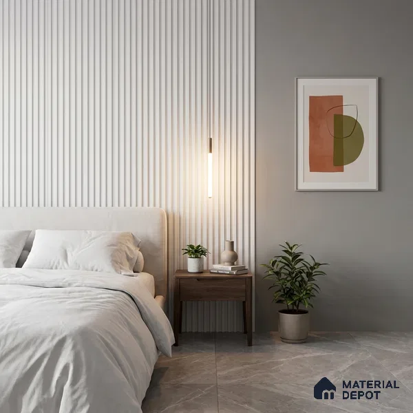 White Plain Colour Look PN 06260 9.5 ft x 4.7 inch Charcoal Panel - 12 mm | Suitable for Feature Wall, TV Unit & Living Room | Width is Subjected to 5% Variation
