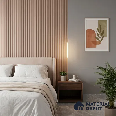 Beige Plain Colour Look PN 06261 B 9.5 ft x 4.7 inch Charcoal Panel - 12 mm | Suitable for Feature Wall, TV Unit & Living Room | Width is Subjected to 5% Variation