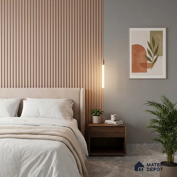 Beige Plain Colour Look PN 06261 B 9.5 ft x 4.7 inch Charcoal Panel - 12 mm | Suitable for Feature Wall, TV Unit & Living Room | Width is Subjected to 5% Variation