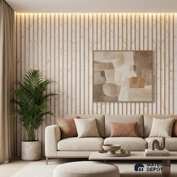 White Marble Look PN 06293 9.5 ft x 9.4 inch Charcoal Panel - 12 mm | Suitable for Feature Wall, TV Unit & Living Room | Width is Subjected to 5% Variation