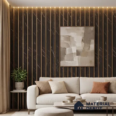 Black Marble Look PN 06297 8 ft x 9.4 inch Charcoal Panel - 12 mm | Suitable for Feature Wall, TV Unit & Living Room | Width is Subjected to 5% Variation