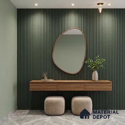 Green Plain Colour Louver PN 06447 9.5 ft x 4.7 inch Charcoal Panel - 12 mm | Suitable for Feature Wall, TV Unit & Living Room | Width is Subjected to 5% Variation