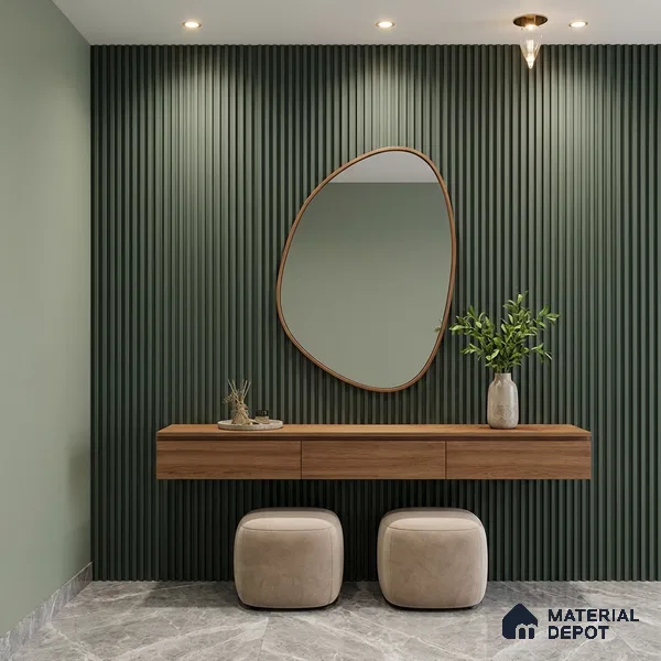 Green Plain Colour Louver PN 06447 9.5 ft x 4.7 inch Charcoal Panel - 12 mm | Suitable for Feature Wall, TV Unit & Living Room | Width is Subjected to 5% Variation
