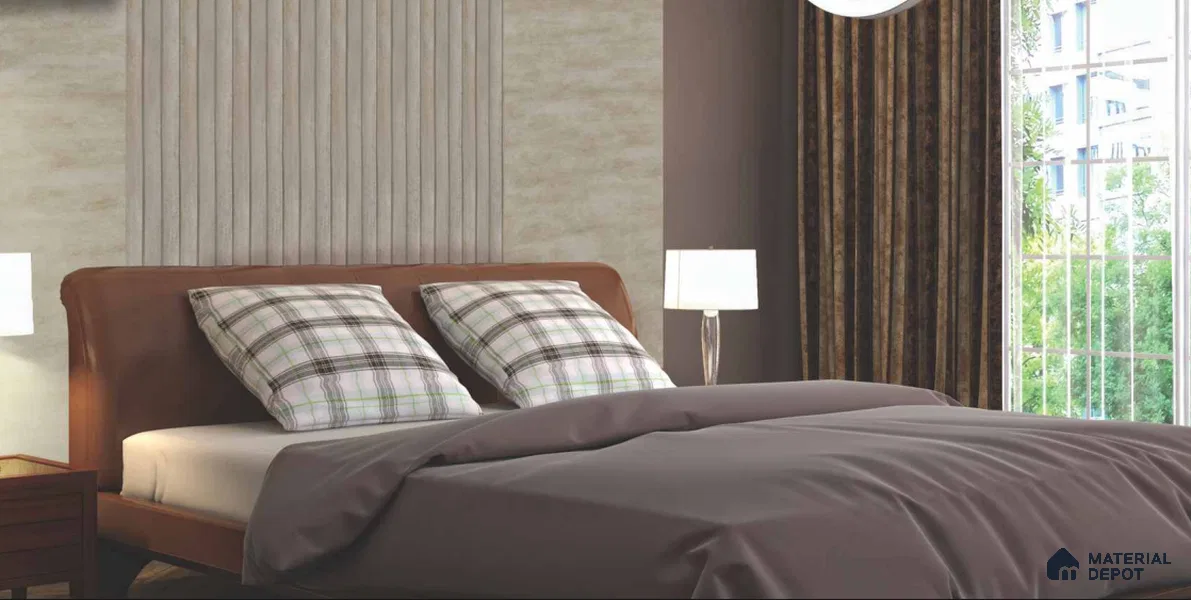PN 07225 Fabric Look Louver 8 ft x 0.4 ft Texture Finish - 10 mm | Suitable for Feature Wall, TV Unit & Living Room