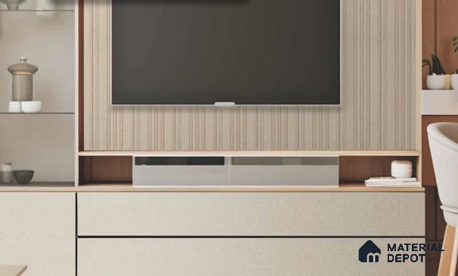 PN 07235 Fabric Look Louver 8 ft x 0.5 ft Texture Finish  - 10 mm | Suitable for Feature Wall, TV Unit & Living Room