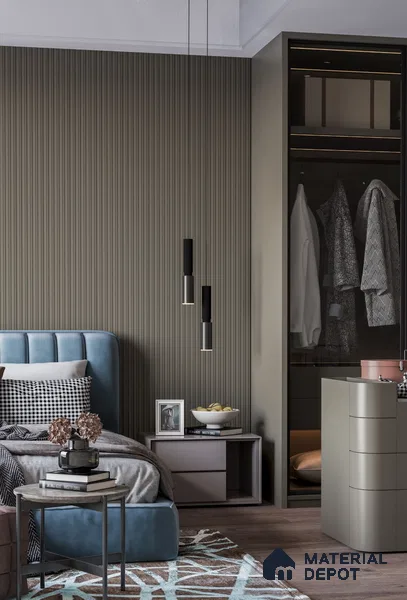 PN 06683 Plain Colour Look Louver 9.5 ft x 0.5 ft Texture Finish  - 15 mm | Suitable for Feature Wall, TV Unit & Living Room