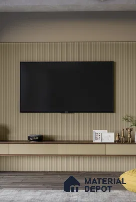 PN 06685 Plain Colour Look Louver 9.5 ft x 0.5 ft Texture Finish  - 15 mm | Suitable for Feature Wall, TV Unit & Living Room