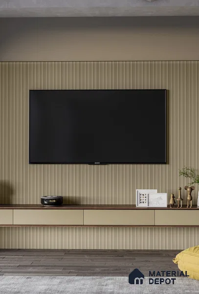PN 06685 Plain Colour Look Louver 9.5 ft x 0.5 ft Texture Finish  - 15 mm | Suitable for Feature Wall, TV Unit & Living Room