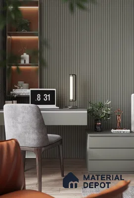 PN 06682 Plain Colour Look Louver 9.5 ft x 0.5 ft Texture Finish  - 15 mm | Suitable for Feature Wall, TV Unit & Living Room