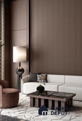 PN 06676 Plain Colour Look Louver 9.5 ft x 0.5 ft Texture Finish  - 18 mm | Suitable for Feature Wall, TV Unit & Living Room