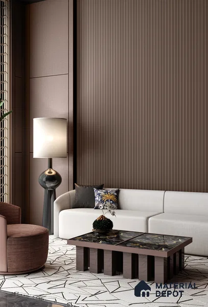 PN 06676 Plain Colour Look Louver 9.5 ft x 0.5 ft Texture Finish  - 18 mm | Suitable for Feature Wall, TV Unit & Living Room