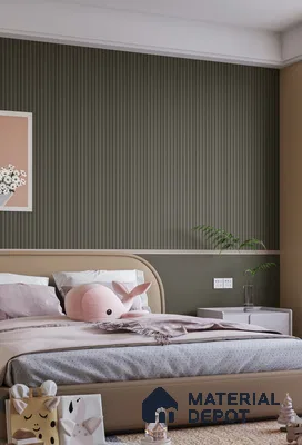 PN 06674 Plain Colour Look Louver 9.5 ft x 0.5 ft Texture Finish  - 18 mm | Suitable for Feature Wall, TV Unit & Living Room