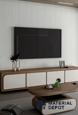 PN 06670 Plain Colour Look Louver 9.5 ft x 0.5 ft Texture Finish  - 18 mm | Suitable for Feature Wall, TV Unit & Living Room