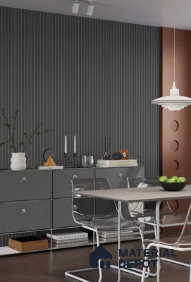 PN 06677 Plain Colour Look Louver 9.5 ft x 0.5 ft Texture Finish  - 18 mm | Suitable for Feature Wall, TV Unit & Living Room