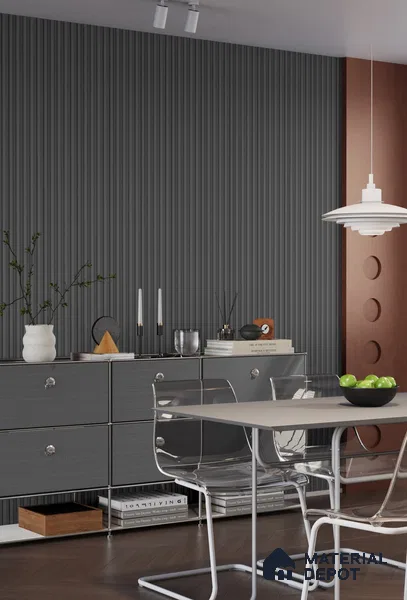 PN 06677 Plain Colour Look Louver 9.5 ft x 0.5 ft Texture Finish  - 18 mm | Suitable for Feature Wall, TV Unit & Living Room