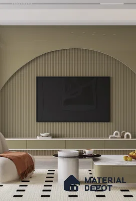 PN 06673 Plain Colour Look Louver 9.5 ft x 0.5 ft Texture Finish  - 18 mm | Suitable for Feature Wall, TV Unit & Living Room