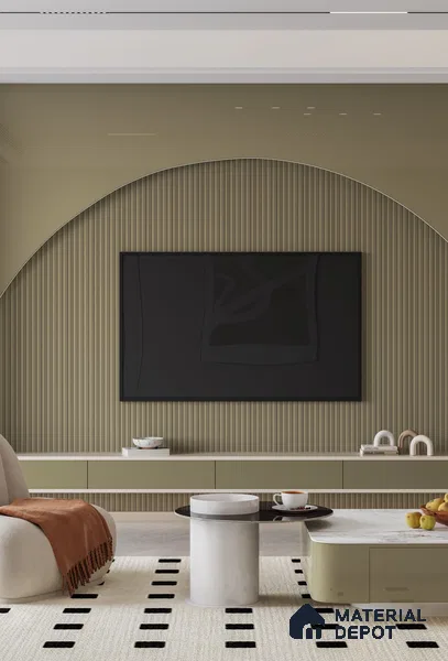 PN 06673 Plain Colour Look Louver 9.5 ft x 0.5 ft Texture Finish  - 18 mm | Suitable for Feature Wall, TV Unit & Living Room