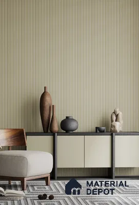 PN 06671 Plain Colour Look Louver 9.5 ft x 0.5 ft Texture Finish  - 18 mm | Suitable for Feature Wall, TV Unit & Living Room