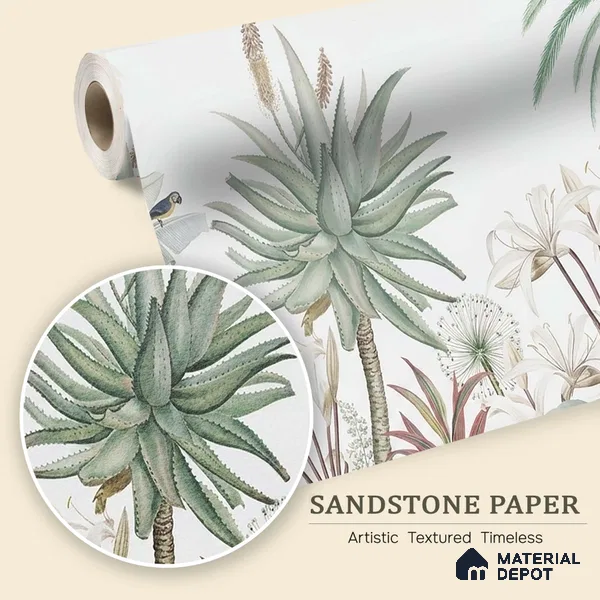 H901711 A Story by the Garden Wallpaper,Customised Sukoon Series Sanddtone Nature Design (Customised Size Wallpaper)