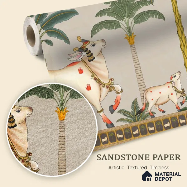 Surabhi Pichwai Wallpaper, Customised for Walls(Sandstone Paper)