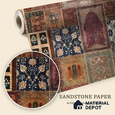 Aalishan Exquisite Indian Carpet Design Sandstone Wallpaper for Walls