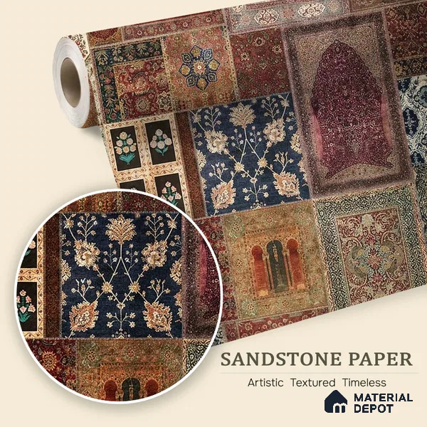 Aalishan Exquisite Indian Carpet Design Sandstone Wallpaper for Walls