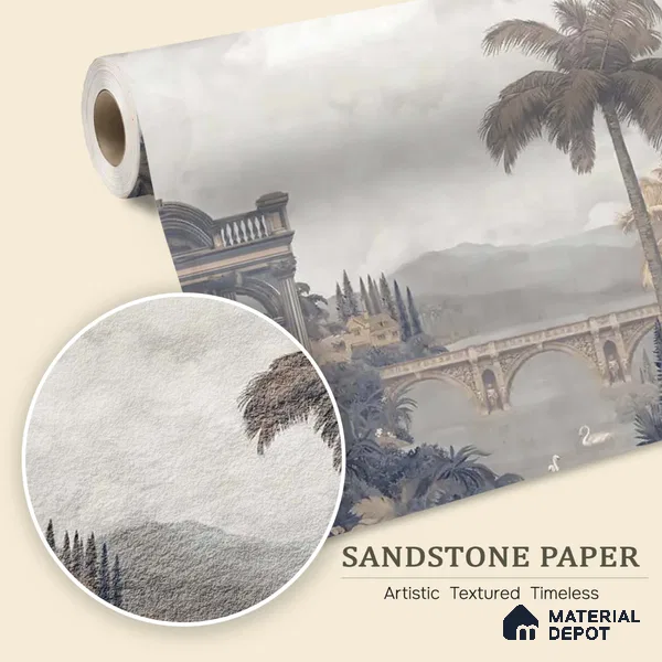 Majestic Foliage Epoch Customised Wallpaper Blue & Sepia