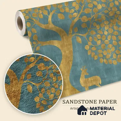 Blue Pichwai Tree of Life Sandstone Wallpaper for Pooja and Living Rooms