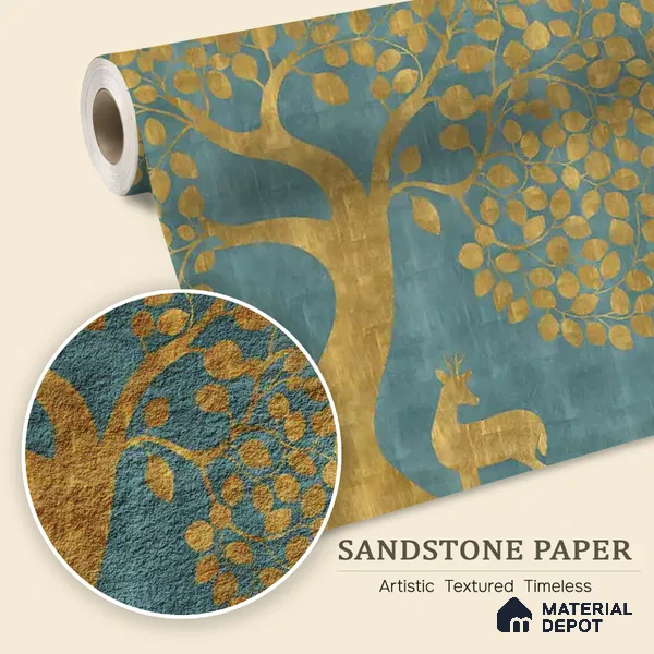 Blue Pichwai Tree of Life Sandstone Wallpaper for Pooja and Living Rooms