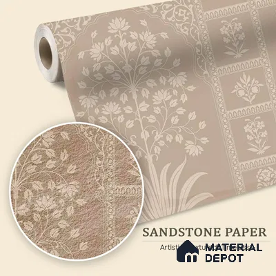 Gul Indian Mughal Art beige Customised Sandstone Wallpaper