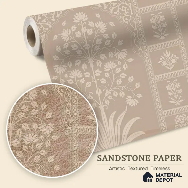 Gul Indian Mughal Art beige Customised Sandstone Wallpaper