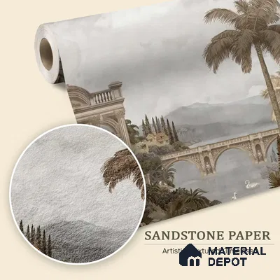 Majestic Foliage Epoch Sandstone Green & Sepia (Customised Wallpaper)