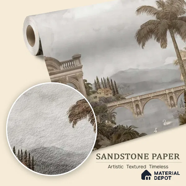 Majestic Foliage Epoch Sandstone Green & Sepia (Customised Wallpaper)