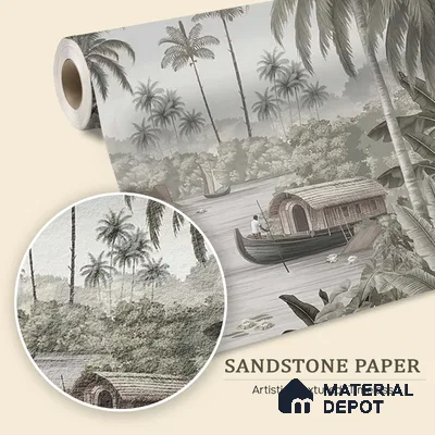 Malabar Kerela Themed Sandstone Wallpaper, Customised