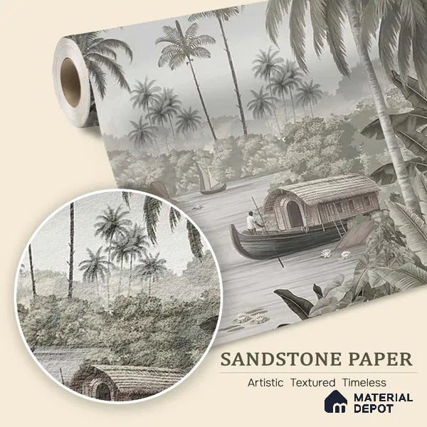 Malabar Kerela Themed Sandstone Wallpaper, Customised