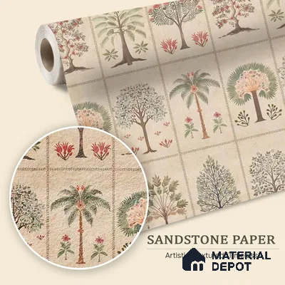 Beige Botanical Bliss Sandstone wallpaper Customised for Walls