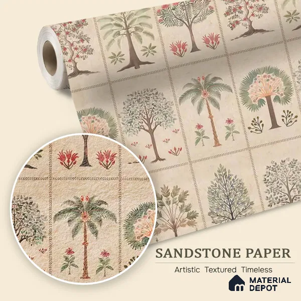 Beige Botanical Bliss Sandstone wallpaper Customised for Walls