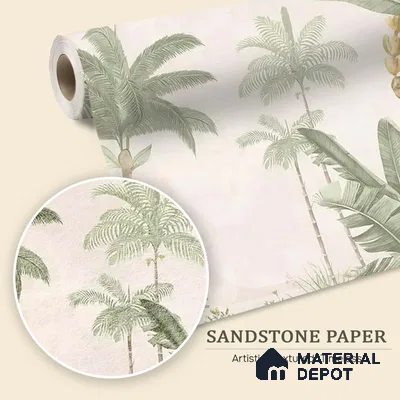 Jungle Village, Sandstone Tropical Wallpaper | Customised Size Wallpaper