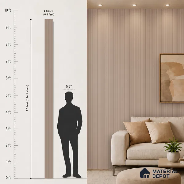 Mocha Brown Plain Colour Look PN 00001 9.5 ft x 4.8 inch Charcoal Panel - 12 mm | Suitable for Feature Wall, TV Unit & Living Room | Width is Subjected to 5% Variation