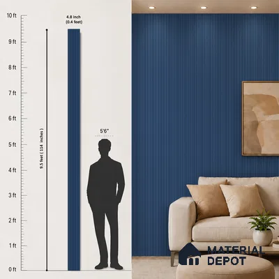 Prussian Blue Plain Colour Look PN 00517 9.5 ft x 4.8 inch Charcoal Panel - 12 mm | Suitable for Feature Wall, TV Unit & Living Room | Width is Subjected to 5% Variation