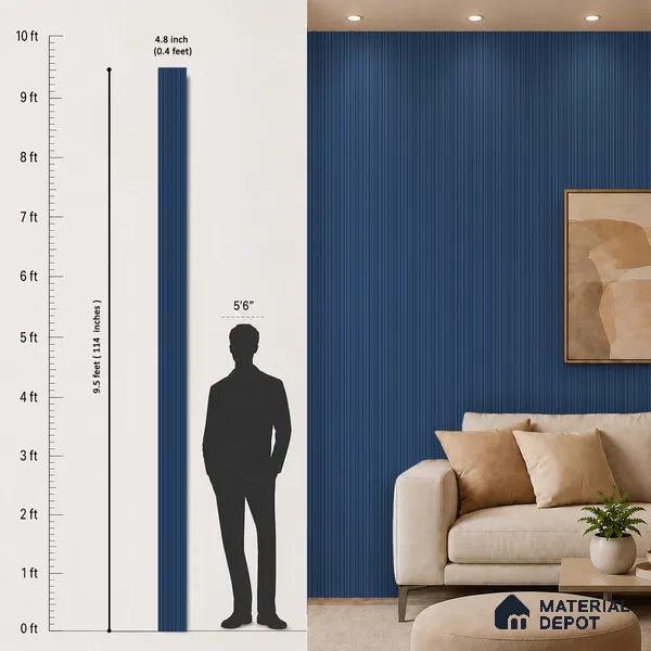 Prussian Blue Plain Colour Look PN 00517 9.5 ft x 4.8 inch Charcoal Panel - 12 mm | Suitable for Feature Wall, TV Unit & Living Room | Width is Subjected to 5% Variation