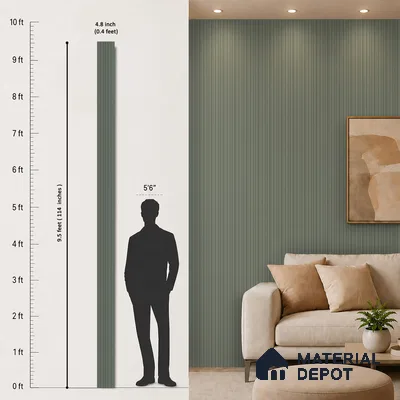 Smoke Grey Plain Colour Look PN 00518 9.5 ft x 4.8 inch Charcoal Panel - 12 mm | Suitable for Feature Wall, Living Room & Bedroom | Width is Subjected to 5% Variation