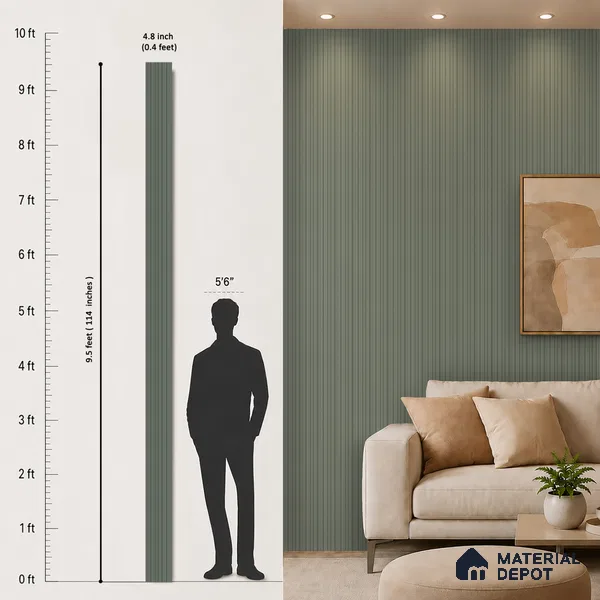 Smoke Grey Plain Colour Look PN 00518 9.5 ft x 4.8 inch Charcoal Panel - 12 mm | Suitable for Feature Wall, Living Room & Bedroom | Width is Subjected to 5% Variation