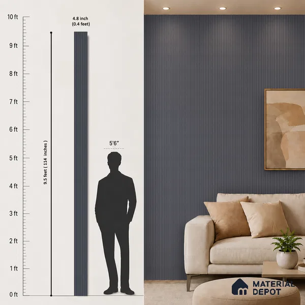 Graphite Grey Plain Colour Look PN 00523 9.5 ft x 4.8 inch Charcoal Panel - 12 mm | Suitable for Feature Wall, TV Unit & Living Room | Width is Subjected to 5% Variation