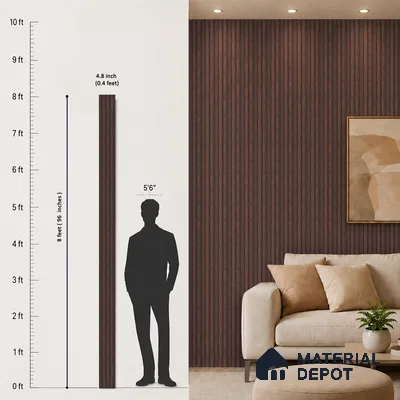 Wooden Look PN 00642 8 ft x 4.8 inch Charcoal Panel - 11 mm | Suitable for Feature Wall, TV Unit & Living Room | Width is Subjected to 5% Variation