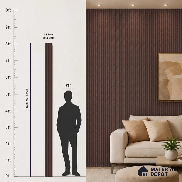 Wooden Look PN 00642 8 ft x 4.8 inch Charcoal Panel - 11 mm | Suitable for Feature Wall, TV Unit & Living Room | Width is Subjected to 5% Variation